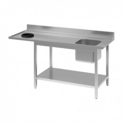 Table d'entrée lave-vaisselle inox avec bac à droite TVO dosseret et tablette inférieure Gastro M 850x1400x700mm DS467 Gastro M