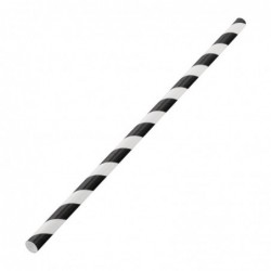Pailles en papier rayées biodégradables Utopia noires (lot de 250) DW196 Utopia