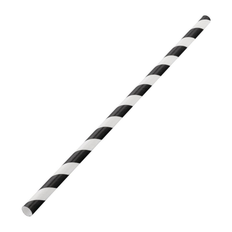 Pailles en papier rayées biodégradables Utopia noires (lot de 250) DW196 Utopia Pailles en papier rayées biodégradables Utopia noires (lot de 250) DW196 Utopia