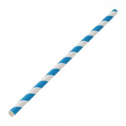 Pailles en papier rayées biodégradables Utopia bleues (lot de 250) DW198 Utopia