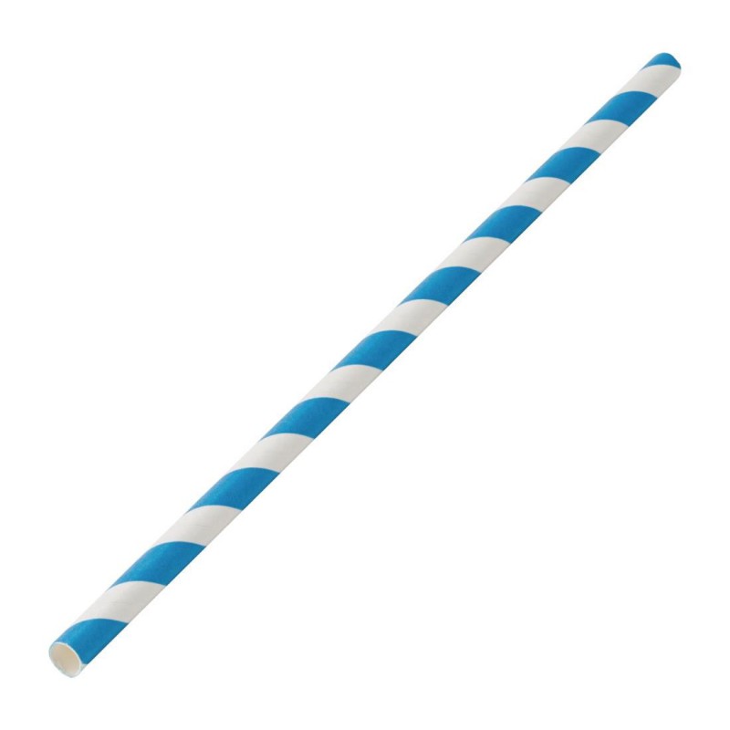 Pailles en papier rayées biodégradables Utopia bleues (lot de 250) DW198 Utopia Pailles en papier rayées biodégradables Utopia bleues (lot de 250) DW198 Utopia