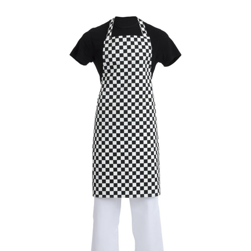 Tablier bavette Whites carreaux noirs et blancs A275 Whites Chefs Clothing