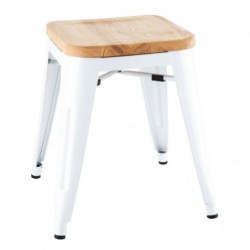 Tabourets bas Bolero Bistro avec coussin d'assise en bois blanc (paquet de 4) DW738 Bolero