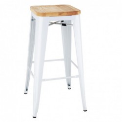 Tabourets hauts Bolero Bistro avec coussin d'assise en bois blanc (paquet de 4) DW739 Bolero