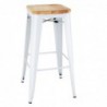 Tabourets hauts Bolero Bistro avec coussin d'assise en bois blanc (paquet de 4) DW739 Bolero