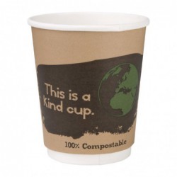 Gobelets boissons chaudes compostables en PLA double paroi Fiesta Compostable 227ml (x500) DY985 Fiesta Compostable