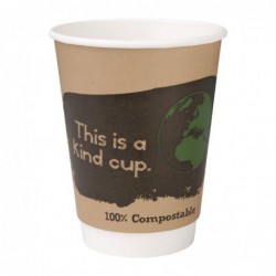 Gobelets boissons chaudes compostables en PLA double paroi Fiesta Compostable 355ml (x500) DY987 Fiesta Compostable