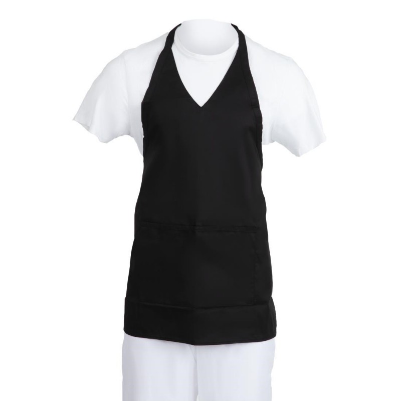 Tablier serveur col en V Whites noir B128 Whites Chefs Clothing