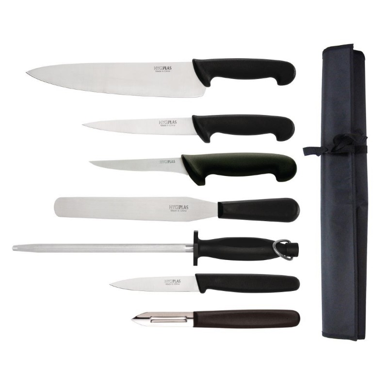 Ensemble de 7 couteaux pour débutants avec couteau de cuisinier 265mm et étui Hygiplas F203 Hygiplas Ensemble de 7 couteaux pour débutants avec couteau de cuisinier 265mm et étui Hygiplas F203 Hygiplas