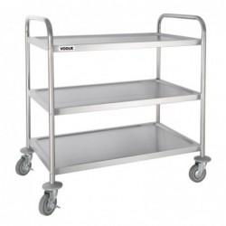 Grand chariot de débarrassage en acier inoxydable Vogue 3 niveaux F995 Vogue
