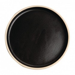 Assiettes plates bord droit noir mat Olympia Canvas 18 cm  (Lot de 6) FA314 Olympia
