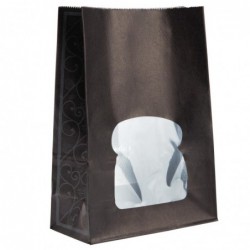 Sacs sandwich en papier recyclable noir avec fenêtre Colpac (lot de 250) FA381 Colpac