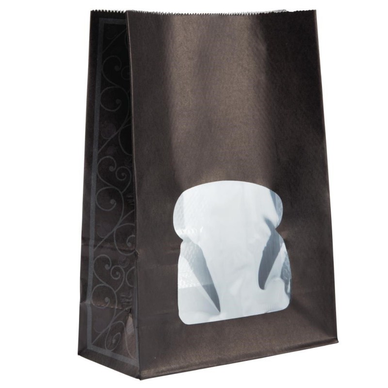 Sacs sandwich en papier recyclable noir avec fenêtre Colpac (lot de 250) FA381 Colpac Sacs sandwich en papier recyclable noir avec fenêtre Colpac (lot de 250) FA381 Colpac