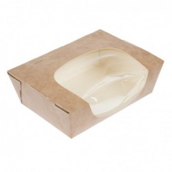 Barquettes à salade kraft recyclables avec fenêtre acétate 825ml (lot de 200) FA392 Colpac
