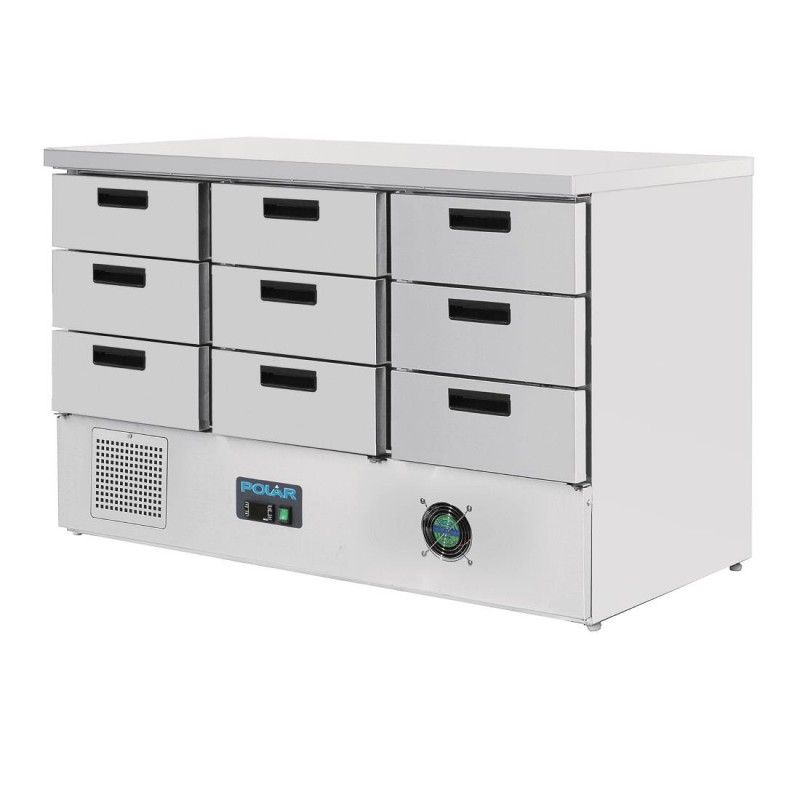 Table réfrigérée positive 9 tiroirs Polar série G 368L FA441 Polar Table réfrigérée positive 9 tiroirs Polar série G 368L FA441 Polar