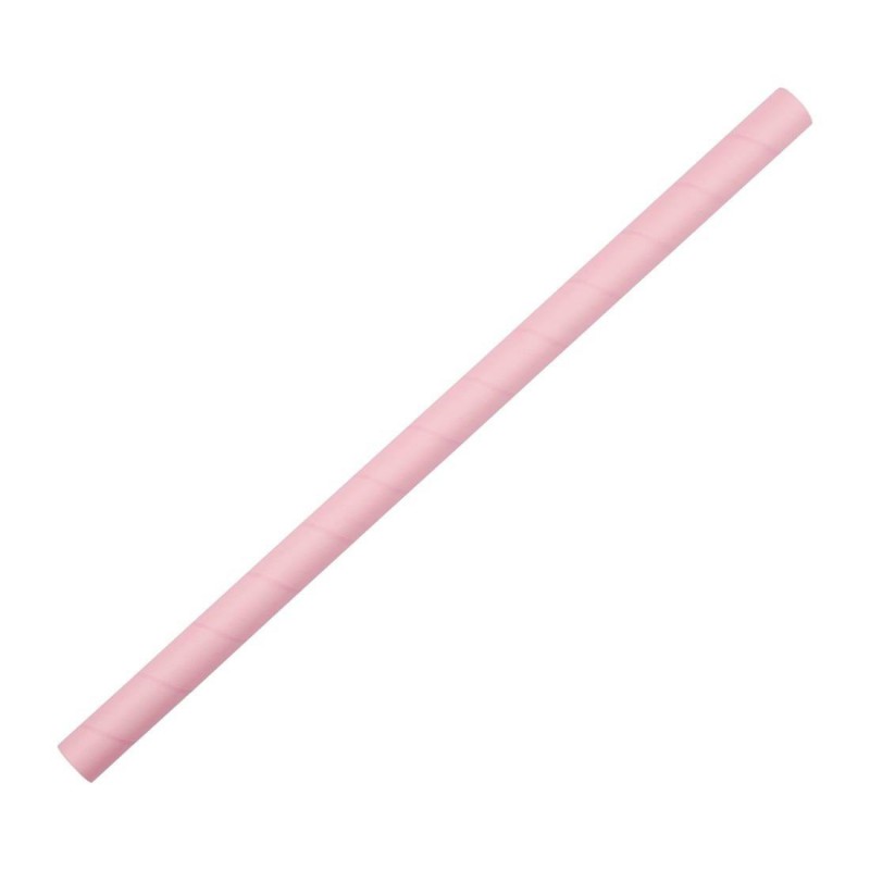 Pailles à smoothie compostables en papier Fiesta Compostable roses 210mm (lot de 250) FB149 Fiesta