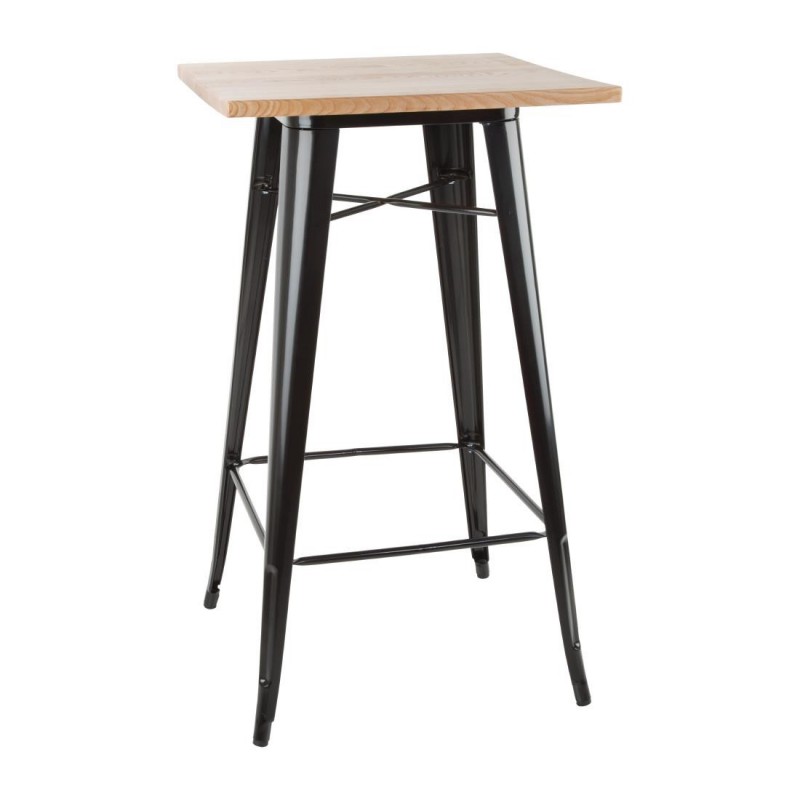 Mange-debout noir avec plateau en bois Bolero Bistro FB595 Bolero Mange-debout noir avec plateau en bois Bolero Bistro FB595 Bolero