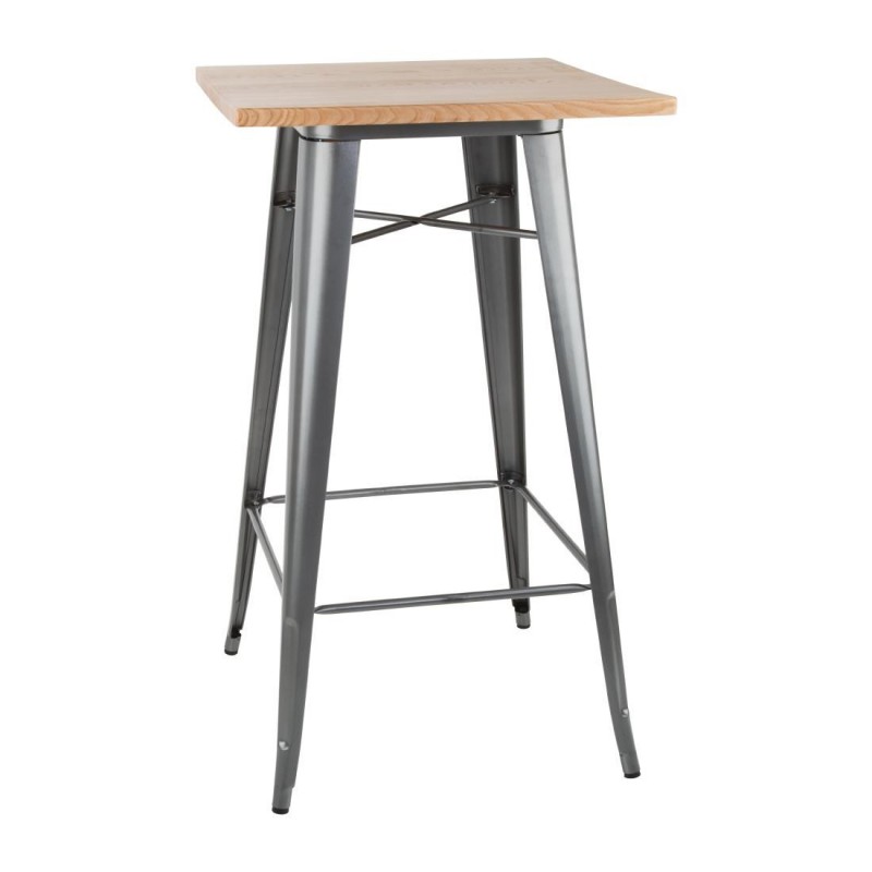 Mange-debout gris avec plateau en bois Bolero Bistro FB596 Bolero Mange-debout gris avec plateau en bois Bolero Bistro FB596 Bolero