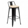 Tabourets bistro hauts avec dossier et assise en bois Bolero noirs (lot de 4) FB623 Bolero