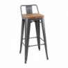Tabourets bistro hauts avec dossier et assise en bois Bolero gris métallisé (lot de 4) FB624 Bolero