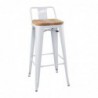 Tabourets bistro hauts avec dossier et assise en bois Bolero blancs (lot de 4) FB625 Bolero