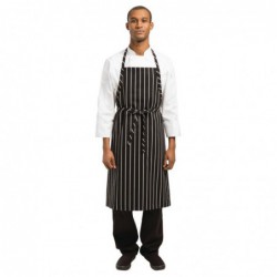 Tablier bavette tissé Chef Works Premium rayures noires et blanches B248 Chef Works