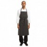 Tablier bavette tissé Chef Works Premium rayures noires et blanches B248 Chef Works