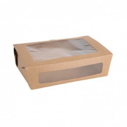 Boîtes salade compostables avec fenêtre en PLA Fiesta Compostable 1600ml (lot de 200) FB678 Fiesta