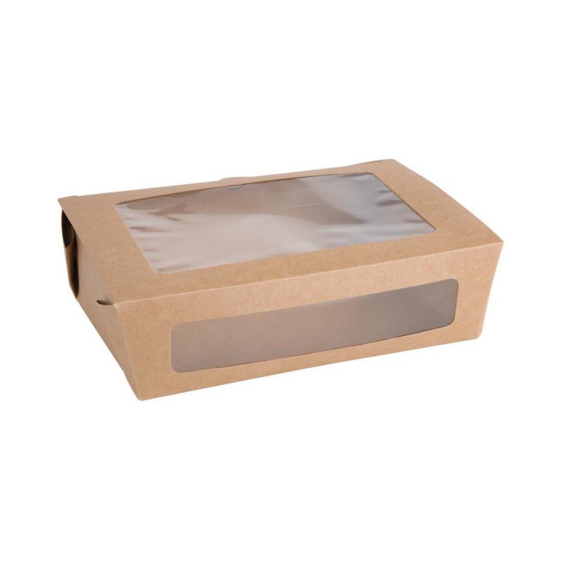 Boîtes salade compostables avec fenêtre en PLA Fiesta Compostable 1600ml (lot de 200) FB678 Fiesta Boîtes salade compostables avec fenêtre en PLA Fiesta Compostable 1600ml (lot de 200) FB678 Fiesta