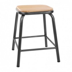 Tabourets bas avec assise en bois Bolero Cantina gris métal (lot de 4) FB930 Bolero