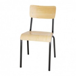 Chaises avec assise et dossier en bois Bolero Cantina gris métal (lot de 4) FB942 Bolero