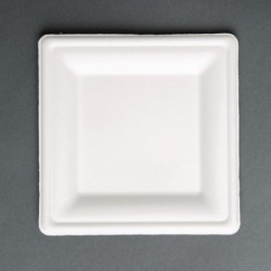 Assiettes carrées compostables en bagasse Fiesta Compostable 159mm (lot de 50) FC518 Fiesta