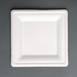 Assiettes carrées compostables en bagasse Fiesta Compostable 261mm (lot de 50) FC520 Fiesta
