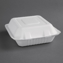 Boîtes avec couvercle à charnière Recyclables en bagasse Fiesta Recyclable 223mm (lot de 200) FC525 Fiesta