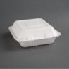 Boîtes 3 compartiments avec couvercle à charnière compostables en bagasse Fiesta Compostable 201mm (lot de 200) FC526 Fiesta