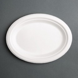 Assiettes ovales compostables en bagasse Fiesta Compostable 316mm (lot de 50) FC535 Fiesta Compostable