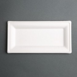 Assiettes rectangulaires compostables en bagasse Fiesta Compostable 258mm (lot de 50) FC539 Fiesta Compostable
