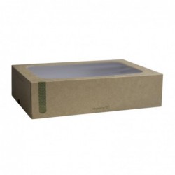 Boîtes compostables standards avec plateau et couvercle à fenêtre Vegware (Lot de 50) FD386 Vegware
