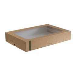 Grandes boîtes compostables avec plateau et couvercle à fenêtre Vegware (Lot de 25) FD387 Vegware