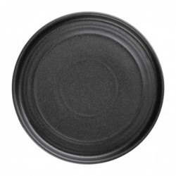 Assiettes plates rondes texturées Olympia Cavolo noires 180mm (lot de 6) FD908 Olympia