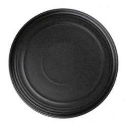 Assiettes plates rondes texturées Olympia Cavolo noires 220mm (lot de 6) FD909 Olympia