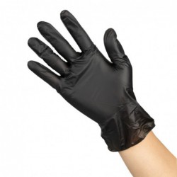 Gants vinyle non poudrés Hygiplas noirs S (lot de 100) FJ748-S Hygiplas