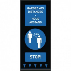 Tapis de distanciation sociale 150x65cm bleu - personnes (attention : texte néerlandais et français) FN877 Sans Marque