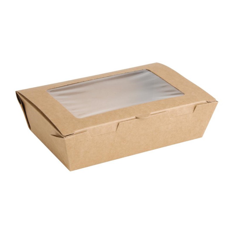 Boîtes salade avec fenêtre PET Fiesta Recyclable 700ml (lot de 200) FN897 Fiesta Boîtes salade avec fenêtre PET Fiesta Recyclable 700ml (lot de 200) FN897 Fiesta