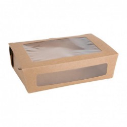 Boîtes salade avec fenêtre PET Fiesta Recyclable 1600ml (lot de 100) FN899 Fiesta Recyclable