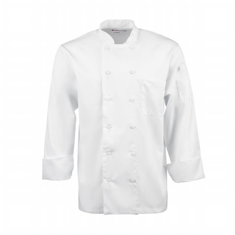 Veste de cuisine mixte blanche à manches longues Chef Works Calgary Cool Vent L B649-L Chef Works Veste de cuisine mixte blanche à manches longues Chef Works Calgary Cool Vent L B649-L Chef Works