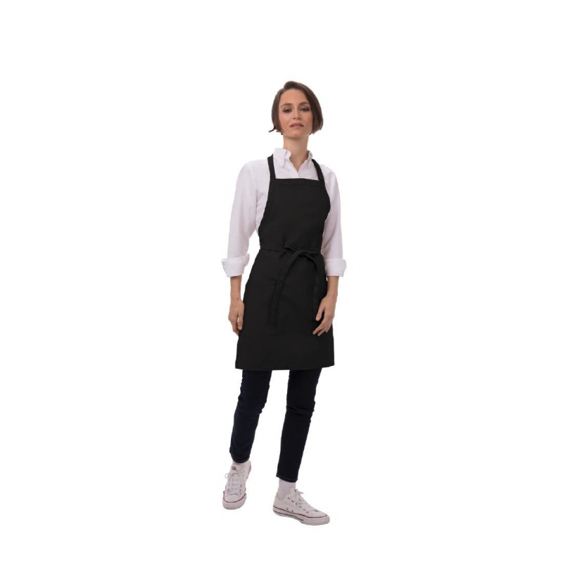 Tablier bavette avec deux poches plaquées Chef Works noir B780 Chef Works