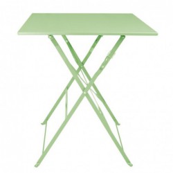 Table de terrasse carrée pliante en acier Bolero vert clair 600 mm FT271 Bolero