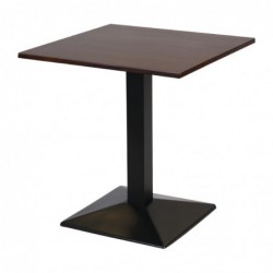 Table carrée avec pied en métal et plateau en bois foncé Turin 700 mm FT501 Non Branded
