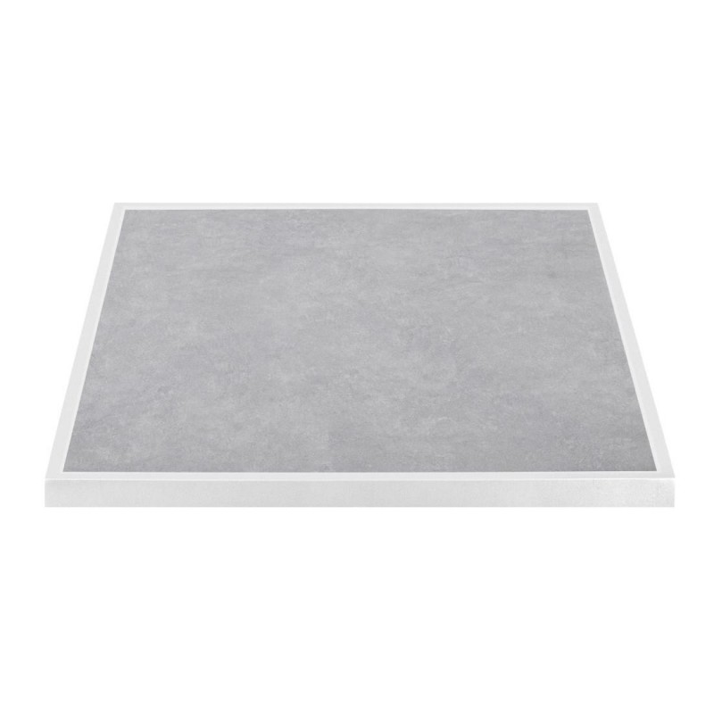 Plateau de table extérieur carré en verre trempé Bolero effet pierre gris clair bord blanc 700 mm FU514 Bolero Plateau de table extérieur carré en verre trempé Bolero effet pierre gris clair bord blanc 700 mm FU514 Bolero